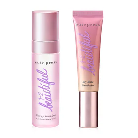 Cute Press 1-2-Beautiful Make Up Fixing Spray 60ml + 1-2-Beautiful Airy Matte Foundation 30g #01