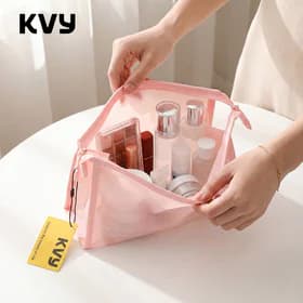 KVY Triangular Waterproof Cosmetic Bag #Pink
